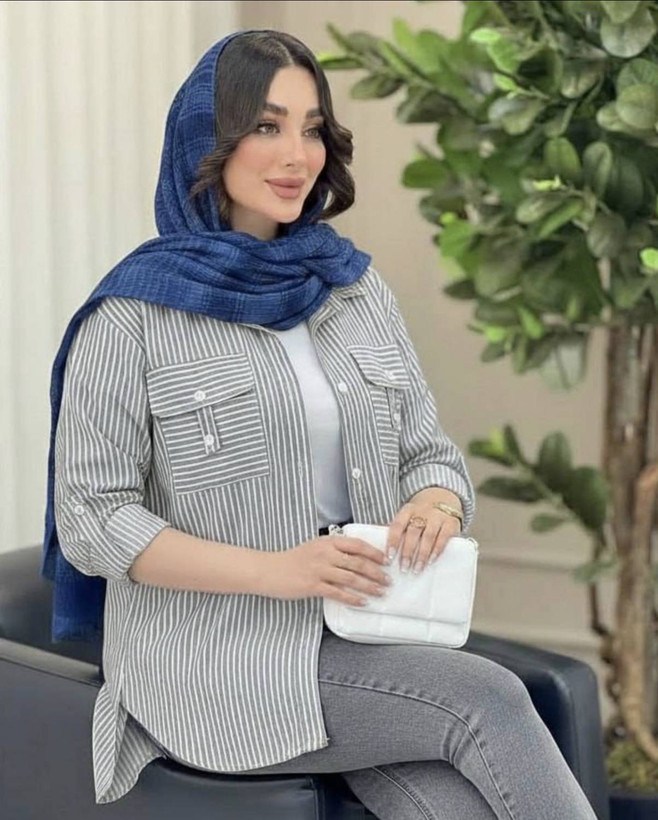 شومیز راه راه جیب صلیبی
